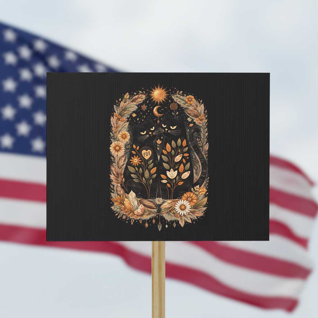 Subtle FDT Protest Sign Vintage Flower Black Cat Social Activist TS10 Horizontal 18