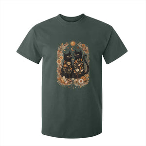 Subtle FDT T Shirt For Kid Vintage Flower Black Cat Social Activist TS10 Dark Forest Green Print Your Wear