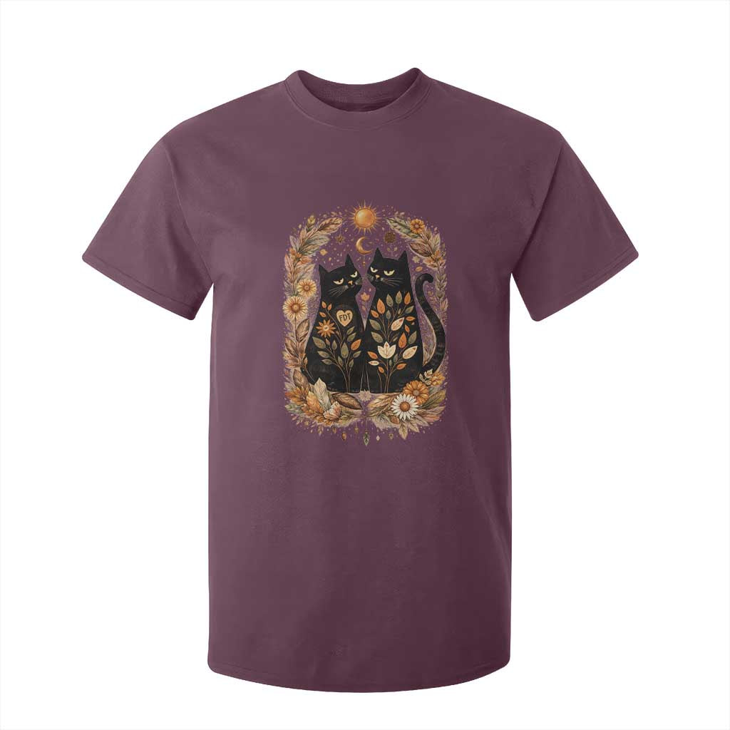 Subtle FDT T Shirt For Kid Vintage Flower Black Cat Social Activist TS10 Maroon Print Your Wear