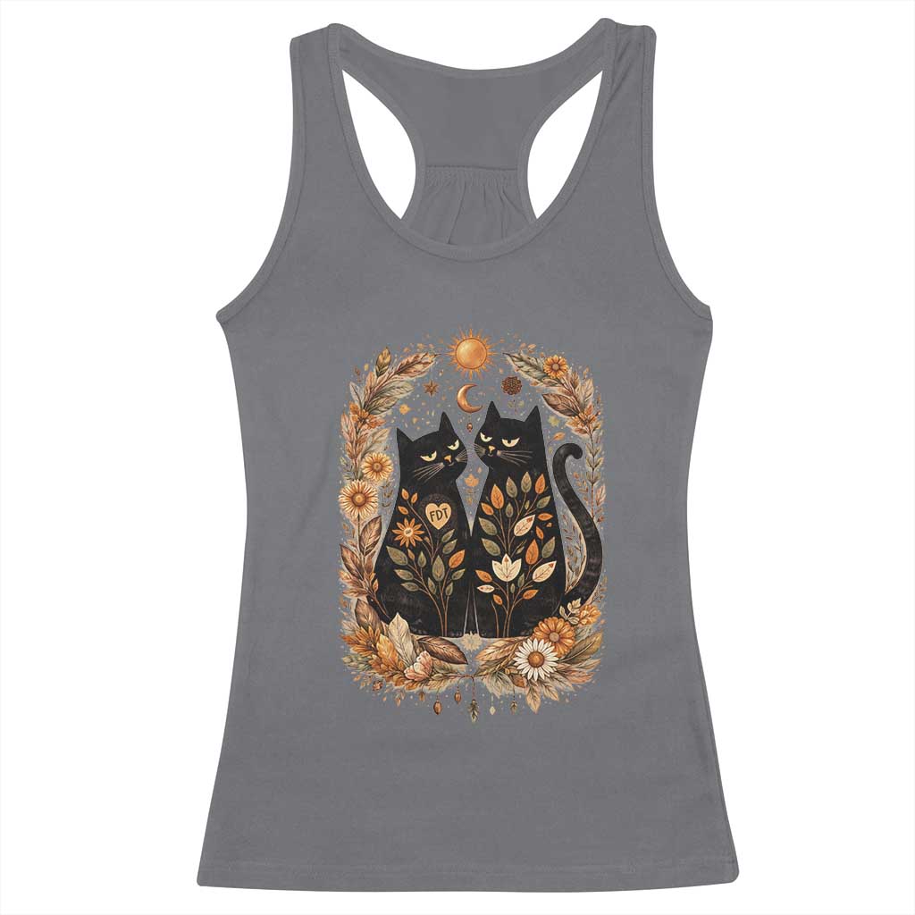 Subtle FDT Racerback Tank Top Vintage Flower Black Cat Social Activist TS10 Charcoal Print Your Wear