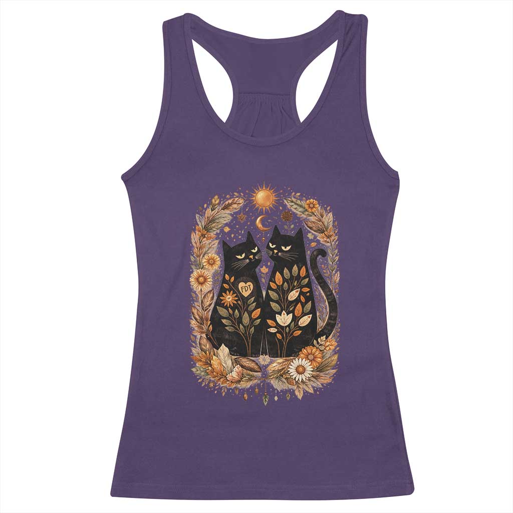 Subtle FDT Racerback Tank Top Vintage Flower Black Cat Social Activist TS10 Purple Print Your Wear