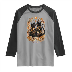 Subtle FDT Raglan Shirt Vintage Flower Black Cat Social Activist TS10 Sport Gray Black Print Your Wear