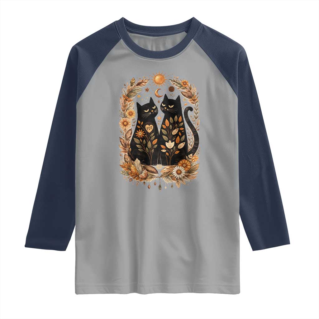 Subtle FDT Raglan Shirt Vintage Flower Black Cat Social Activist TS10 Sport Gray Navy Print Your Wear