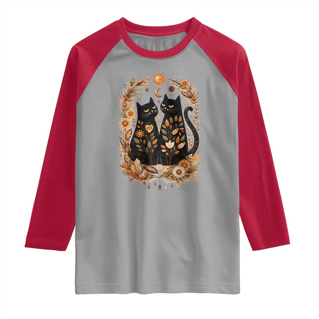 Subtle FDT Raglan Shirt Vintage Flower Black Cat Social Activist TS10 Sport Gray Red Print Your Wear
