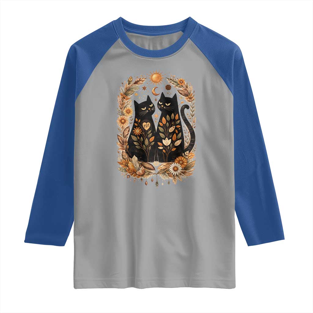 Subtle FDT Raglan Shirt Vintage Flower Black Cat Social Activist TS10 Sport Gray Royal Print Your Wear
