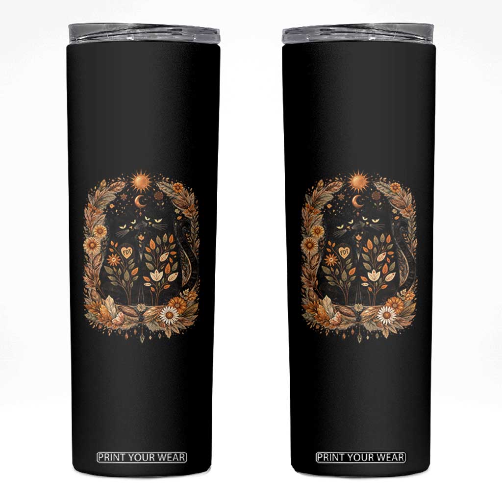 Subtle FDT Skinny Tumbler Vintage Flower Black Cat Social Activist TS10 Black Print Your Wear