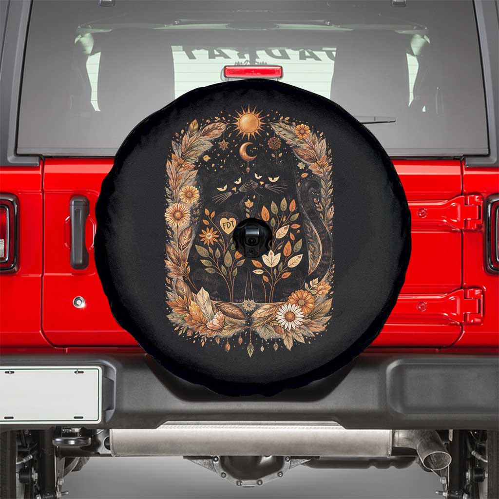 Subtle FDT Spare Tire Cover Vintage Flower Black Cat Social Activist TS10 Black Print Your Wear