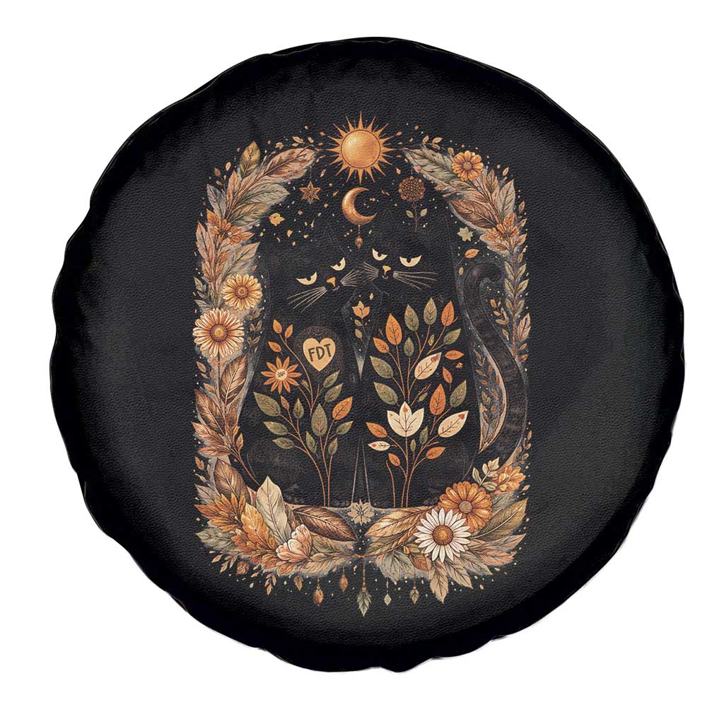 Subtle FDT Spare Tire Cover Vintage Flower Black Cat Social Activist TS10 Print Your Wear