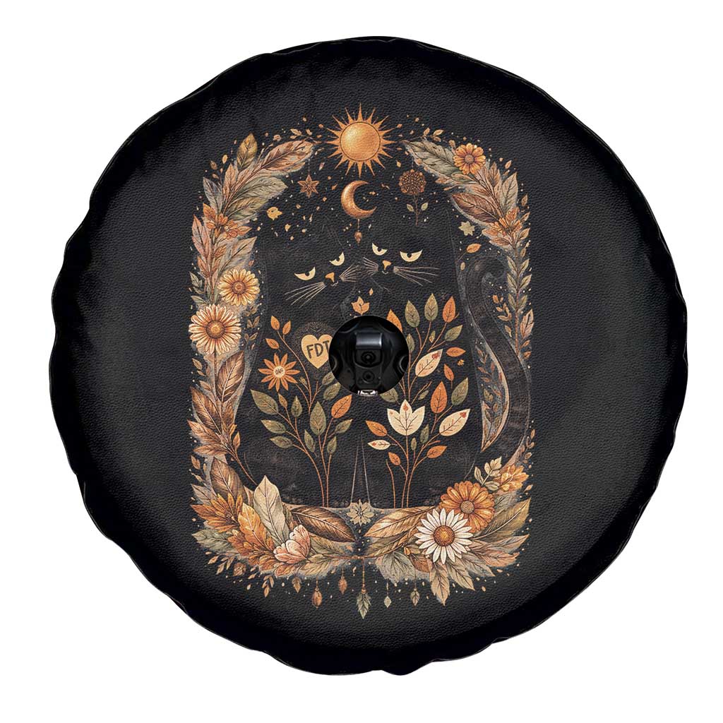 Subtle FDT Spare Tire Cover Vintage Flower Black Cat Social Activist TS10 Print Your Wear