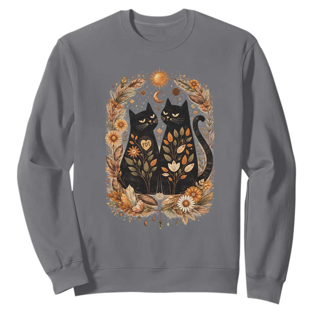 Subtle FDT Sweatshirt Vintage Flower Black Cat Social Activist TS10 Charcoal Print Your Wear