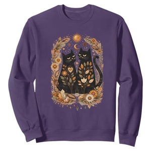 Subtle FDT Sweatshirt Vintage Flower Black Cat Social Activist TS10 Purple Print Your Wear