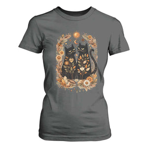 Subtle FDT T Shirt For Women Vintage Flower Black Cat Social Activist TS10 Dark Heather Print Your Wear