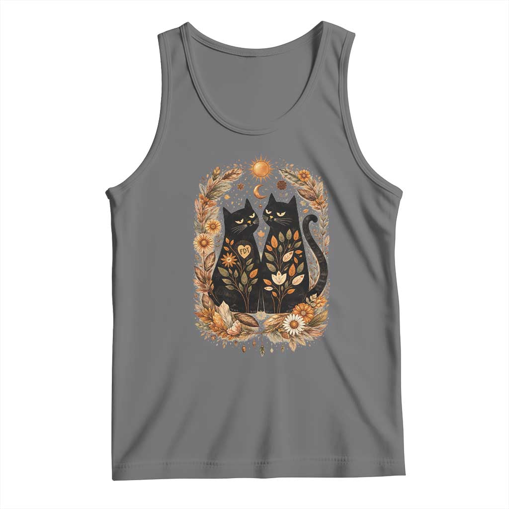 Subtle FDT Tank Top Vintage Flower Black Cat Social Activist TS10 Black Heather Print Your Wear
