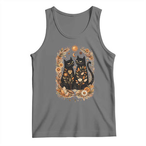 Subtle FDT Tank Top Vintage Flower Black Cat Social Activist TS10 Black Heather Print Your Wear