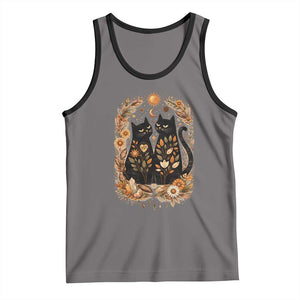 Subtle FDT Tank Top Vintage Flower Black Cat Social Activist TS10 Deep Heather Black Print Your Wear