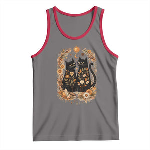 Subtle FDT Tank Top Vintage Flower Black Cat Social Activist TS10 Deep Heather Red Print Your Wear