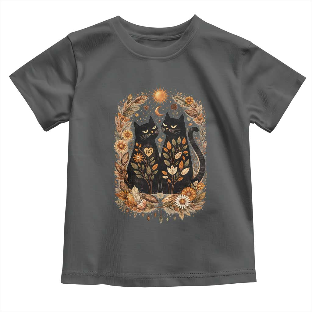 Subtle FDT Toddler T Shirt Vintage Flower Black Cat Social Activist TS10 Dark Heather Print Your Wear