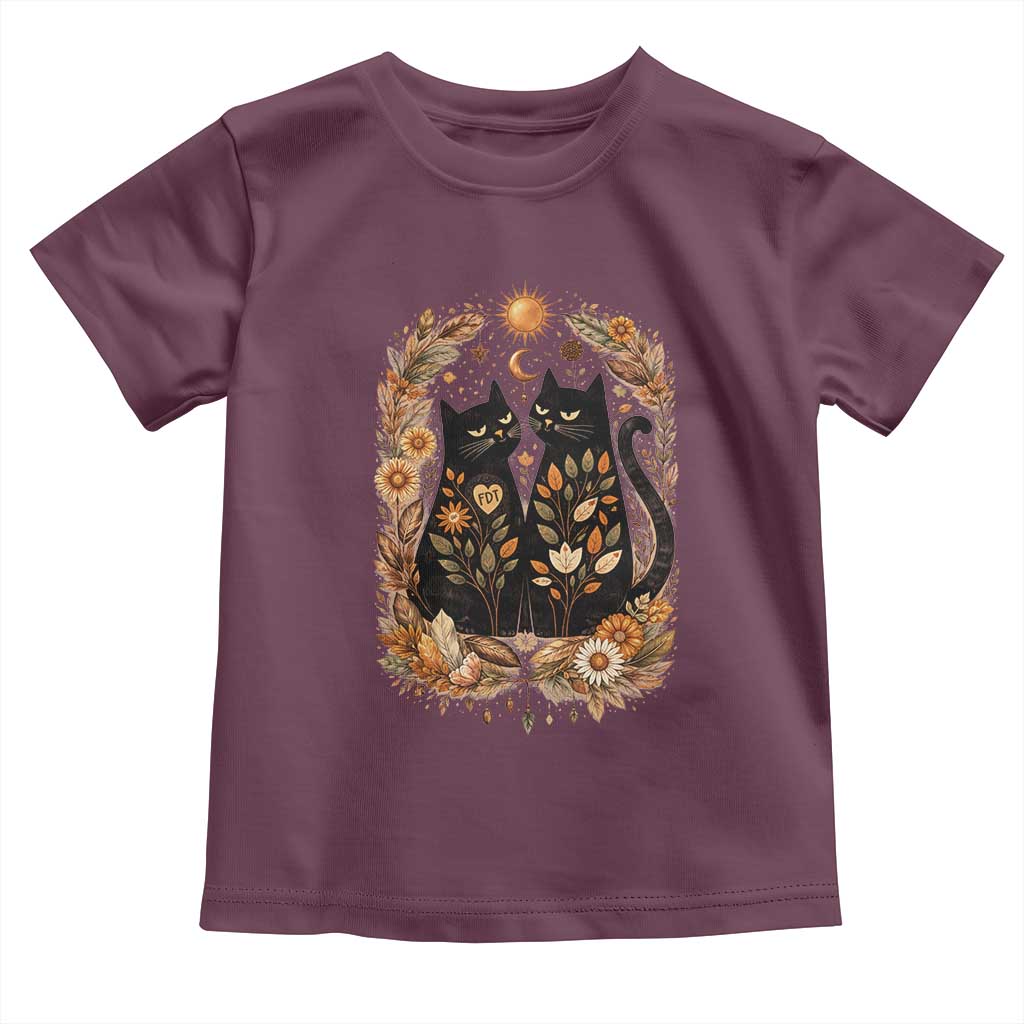 Subtle FDT Toddler T Shirt Vintage Flower Black Cat Social Activist TS10 Maroon Print Your Wear