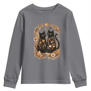 Subtle FDT Youth Sweatshirt Vintage Flower Black Cat Social Activist TS10 Charcoal Print Your Wear
