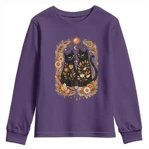 Subtle FDT Youth Sweatshirt Vintage Flower Black Cat Social Activist TS10 Purple Print Your Wear