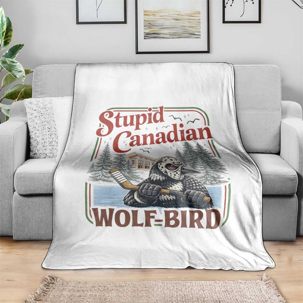 Stupid Canadian Wolf Bird Throw Blanket Vintage Heated Hookey Loon Meme TS10 Print Your Wear