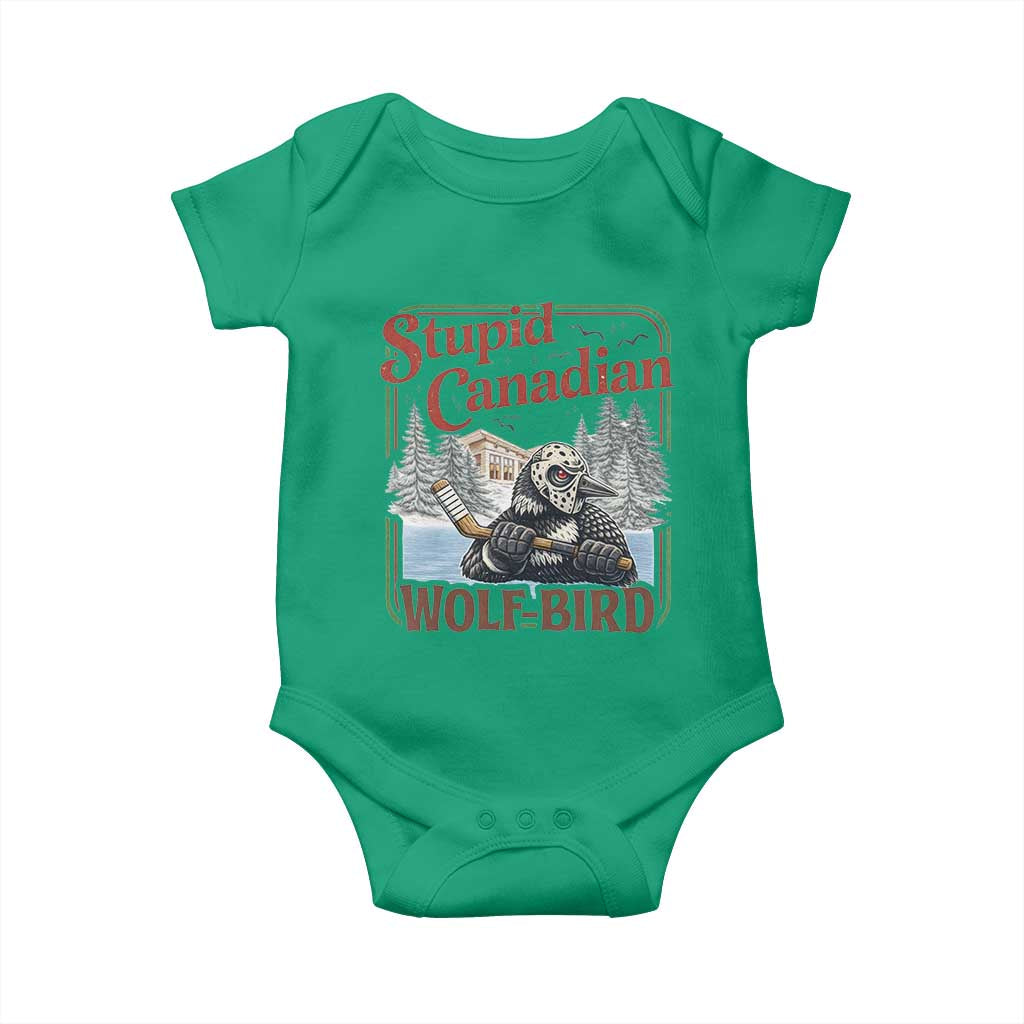 Stupid Canadian Wolf Bird Baby Onesie Vintage Heated Hookey Loon Meme TS10 Irish Green Print Your Wear