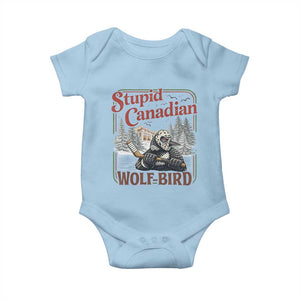 Stupid Canadian Wolf Bird Baby Onesie Vintage Heated Hookey Loon Meme TS10 Light Blue Print Your Wear