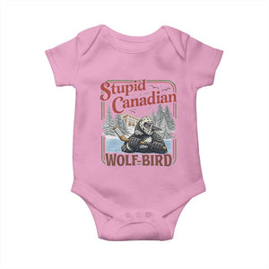 Stupid Canadian Wolf Bird Baby Onesie Vintage Heated Hookey Loon Meme TS10 Light Pink Print Your Wear