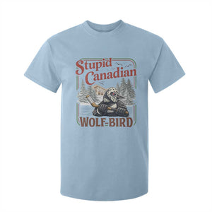 Stupid Canadian Wolf Bird T Shirt For Kid Vintage Heated Hookey Loon Meme TS10 Light Blue Print Your Wear