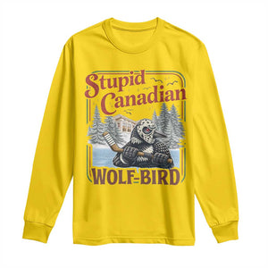 Stupid Canadian Wolf Bird Long Sleeve Shirt Vintage Heated Hookey Loon Meme TS10 Daisy Print Your Wear
