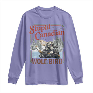 Stupid Canadian Wolf Bird Long Sleeve Shirt Vintage Heated Hookey Loon Meme TS10 Violet Print Your Wear