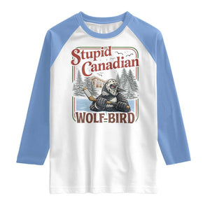Stupid Canadian Wolf Bird Raglan Shirt Vintage Heated Hookey Loon Meme TS10 White Carolina Blue Print Your Wear