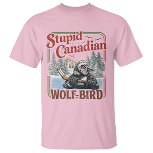 Stupid Canadian Wolf Bird T Shirt Vintage Heated Hookey Loon Meme TS10 Light Pink Print Your Wear