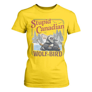 Stupid Canadian Wolf Bird T Shirt For Women Vintage Heated Hookey Loon Meme TS10 Daisy Print Your Wear