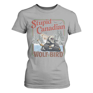 Stupid Canadian Wolf Bird T Shirt For Women Vintage Heated Hookey Loon Meme TS10 Sport Gray Print Your Wear