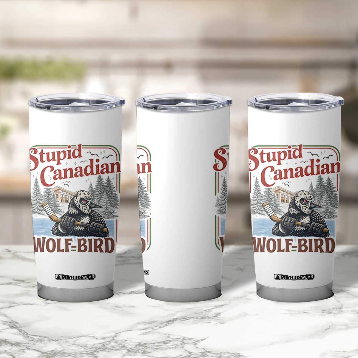 Stupid Canadian Wolf Bird Tumbler Cup Vintage Heated Hookey Loon Meme TS10 Print Your Wear
