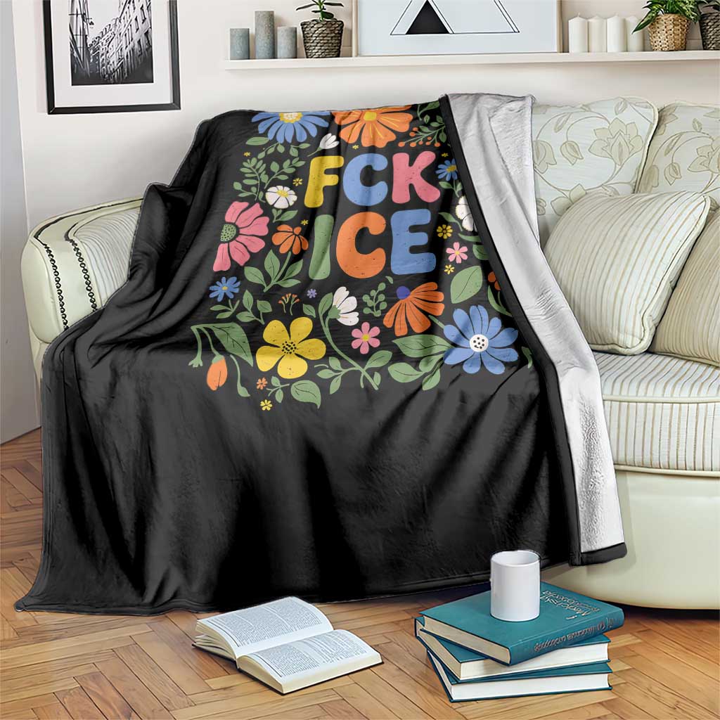 Fck Ice Throw Blanket Funny Boho Floral Resist Retro Pro Immigration TS10 Print Your Wear