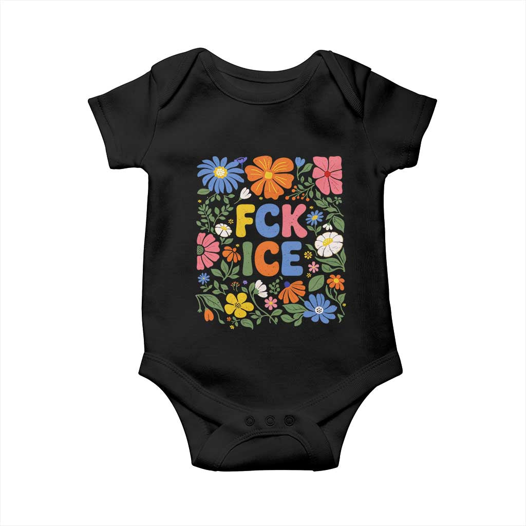 Fck Ice Baby Onesie Funny Boho Floral Resist Retro Pro Immigration TS10 Black Print Your Wear