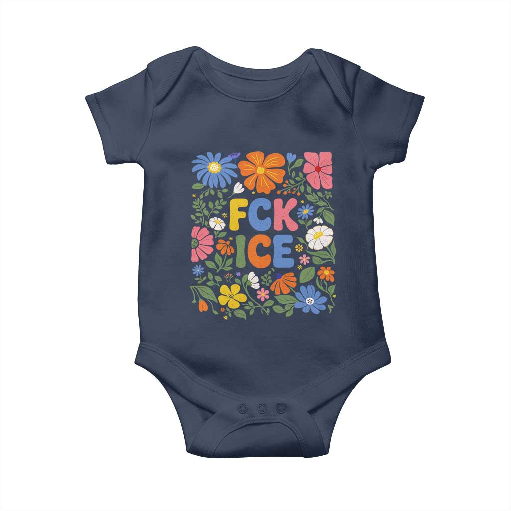 Fck Ice Baby Onesie Funny Boho Floral Resist Retro Pro Immigration TS10 Navy Print Your Wear