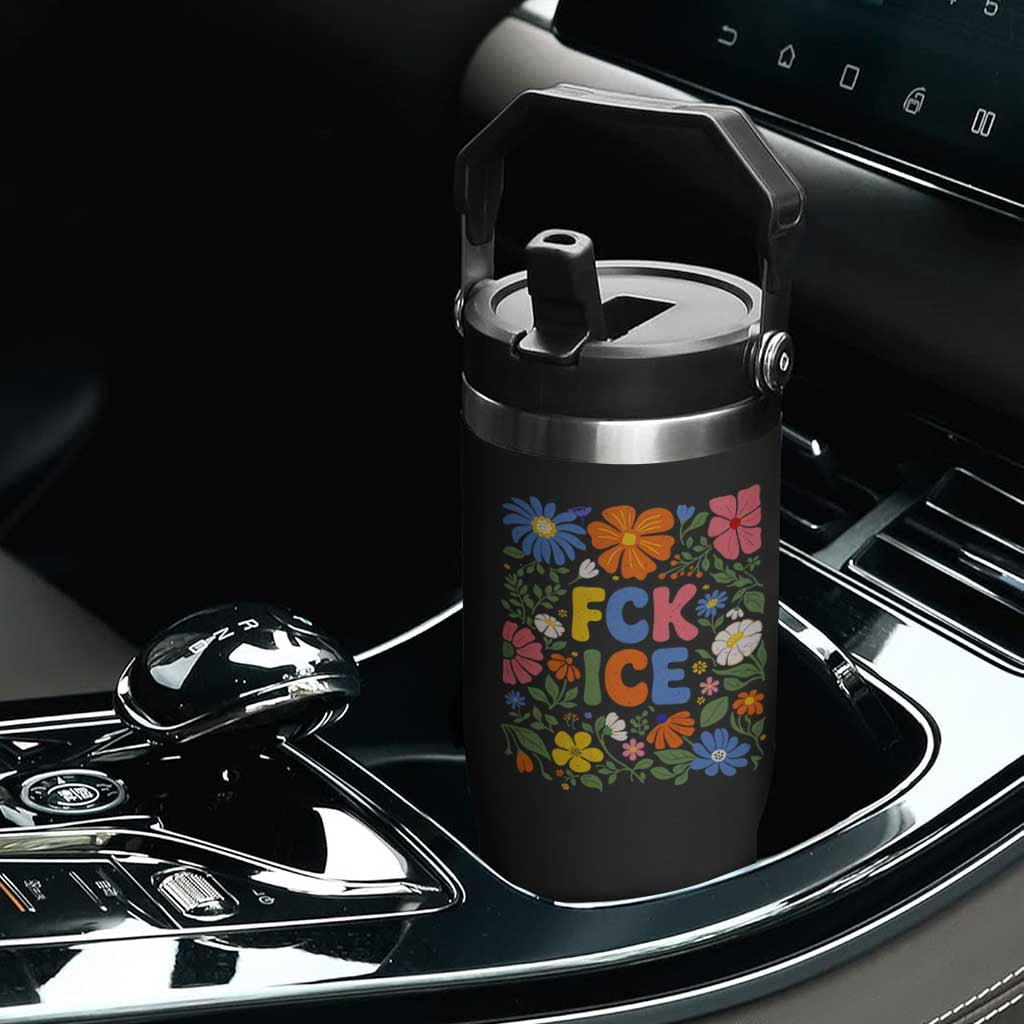 Fck Ice Flip Straw Tumbler Funny Boho Floral Resist Retro Pro Immigration TS10 Print Your Wear