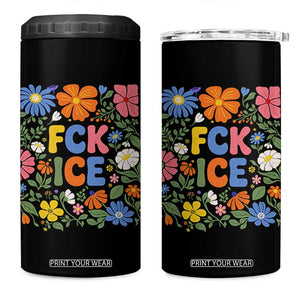 Fck Ice 4 in 1 Can Cooler Tumbler Funny Boho Floral Resist Retro Pro Immigration TS10 One Size: 16 oz Black Print Your Wear