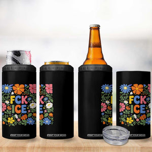 Fck Ice 4 in 1 Can Cooler Tumbler Funny Boho Floral Resist Retro Pro Immigration TS10 Print Your Wear