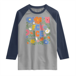 Fck Ice Raglan Shirt Funny Boho Floral Resist Retro Pro Immigration TS10 Sport Gray Navy Print Your Wear