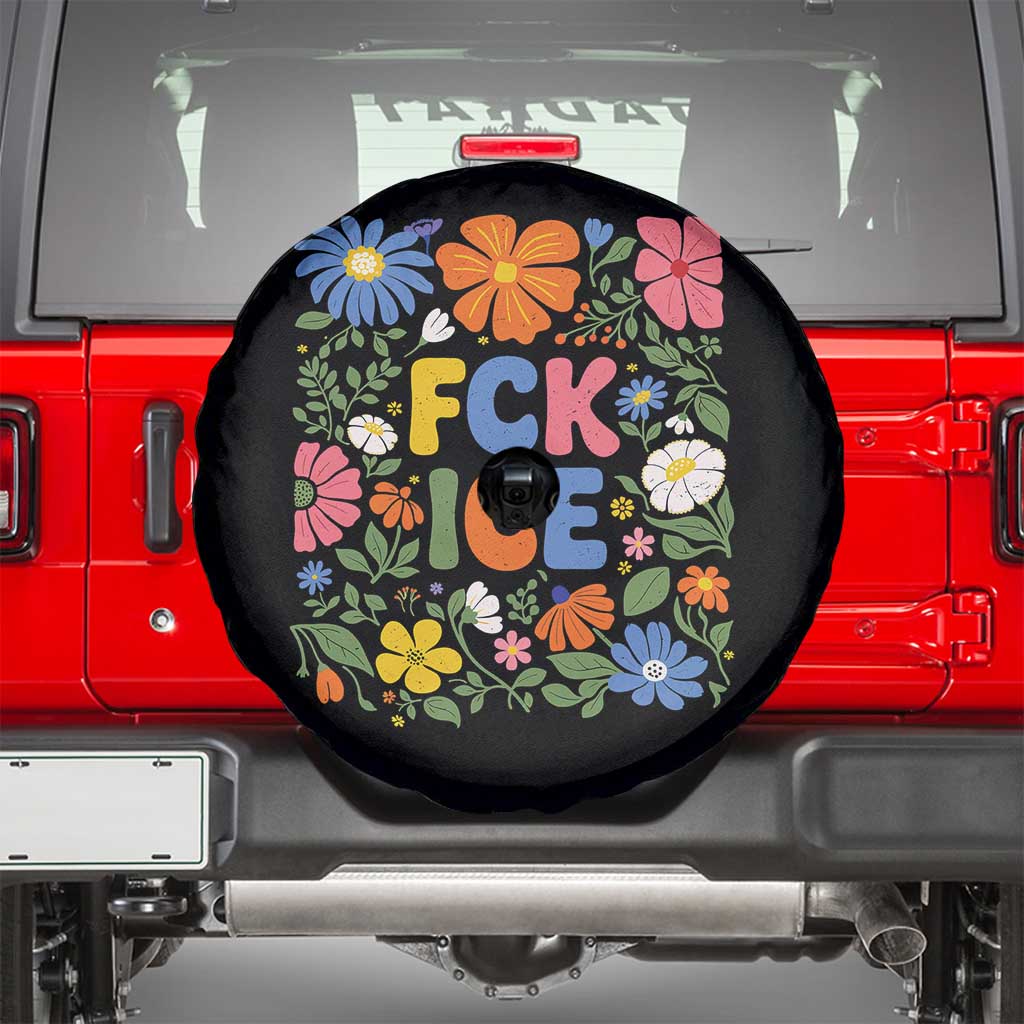 Fck Ice Spare Tire Cover Funny Boho Floral Resist Retro Pro Immigration TS10 Black Print Your Wear