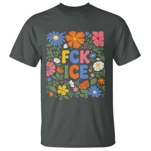 Fck Ice T Shirt Funny Boho Floral Resist Retro Pro Immigration TS10 Dark Heather Print Your Wear