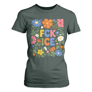 Fck Ice T Shirt For Women Funny Boho Floral Resist Retro Pro Immigration TS10 Dark Forest Green Print Your Wear