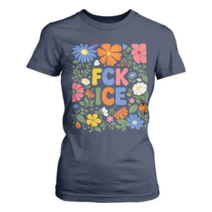 Fck Ice T Shirt For Women Funny Boho Floral Resist Retro Pro Immigration TS10 Navy Print Your Wear