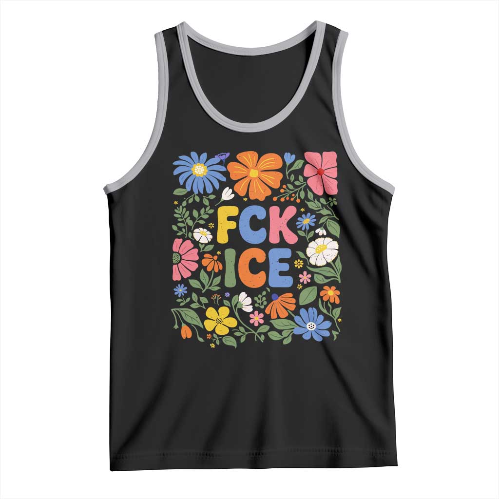 Fck Ice Tank Top Funny Boho Floral Resist Retro Pro Immigration TS10 Black Athletic Heather Print Your Wear