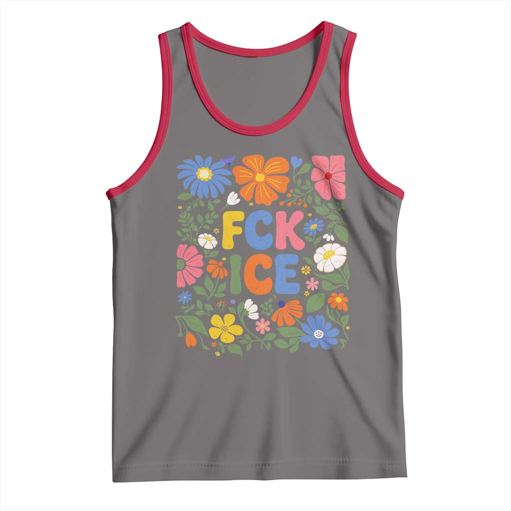 Fck Ice Tank Top Funny Boho Floral Resist Retro Pro Immigration TS10 Deep Heather Red Print Your Wear