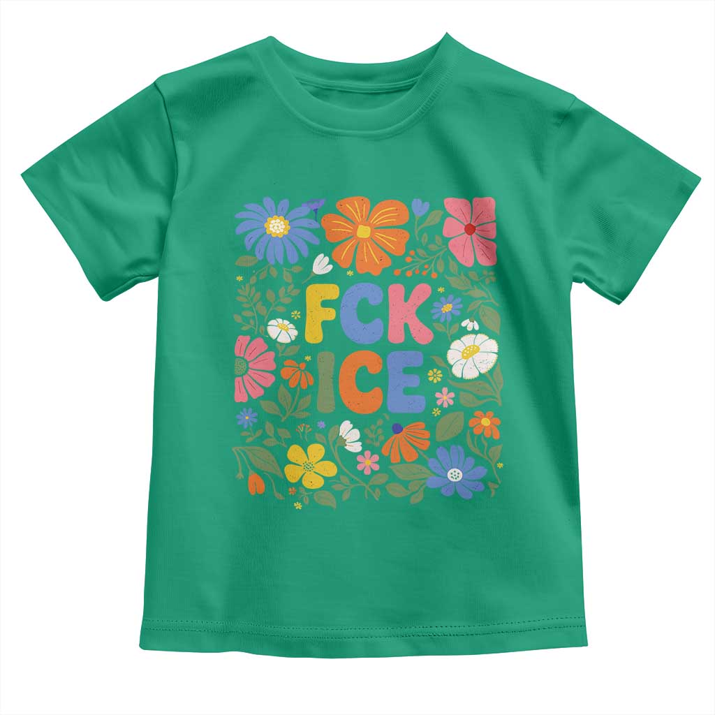 Fck Ice Toddler T Shirt Funny Boho Floral Resist Retro Pro Immigration TS10 Irish Green Print Your Wear